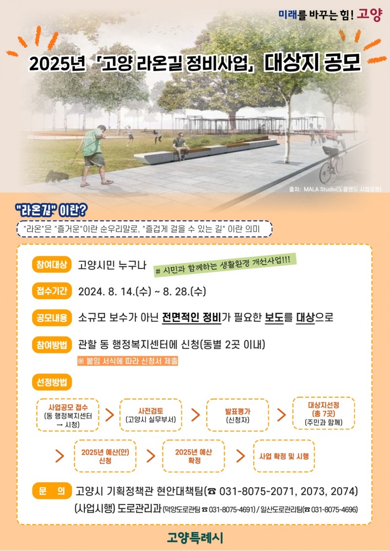 고양시, 시민과 함께 만드는 ‘고양 라온길’ 조성