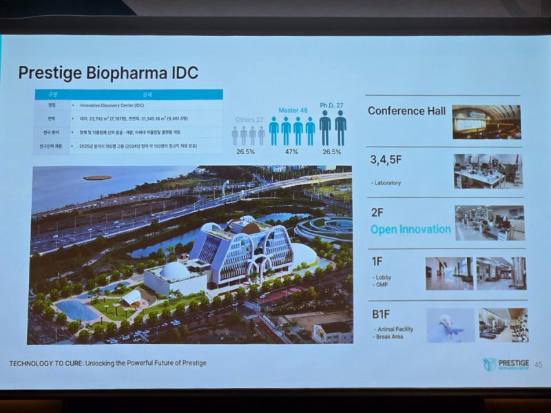 프레스티지바이오 기업설명회에서 공개한 프레스티지바이오IDC 조감도 (헬스인뉴스 제공)