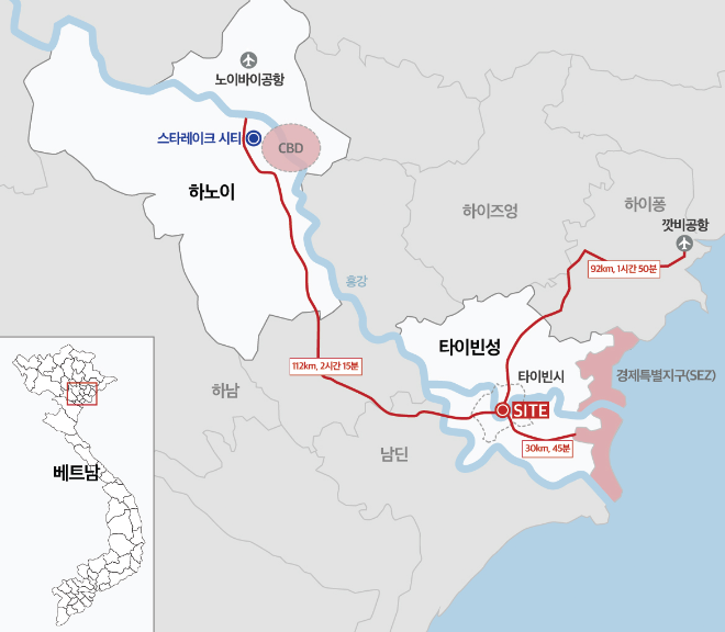 끼엔장신도시 위치도 / 사진=대우건설 제공