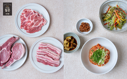 도드람 프리미엄 한돈 브랜드 'THE짙은'과 '온하루' 밀키트 세트(사진=온하루 제공)