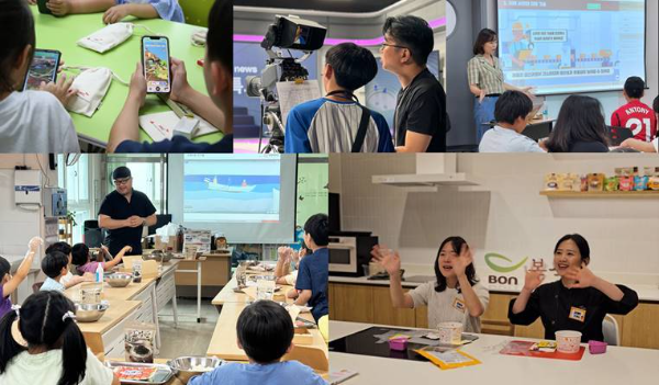 (왼쪽부터 시계방향으로) SKC, SK브로드밴드, SK스페셜티, 본아이에프, 한성기업 교육 현장 [사진 제공: 행복얼라이언스