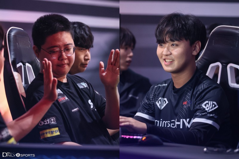 kt 박찬화(왼쪽)와 WH게이밍 이상민.