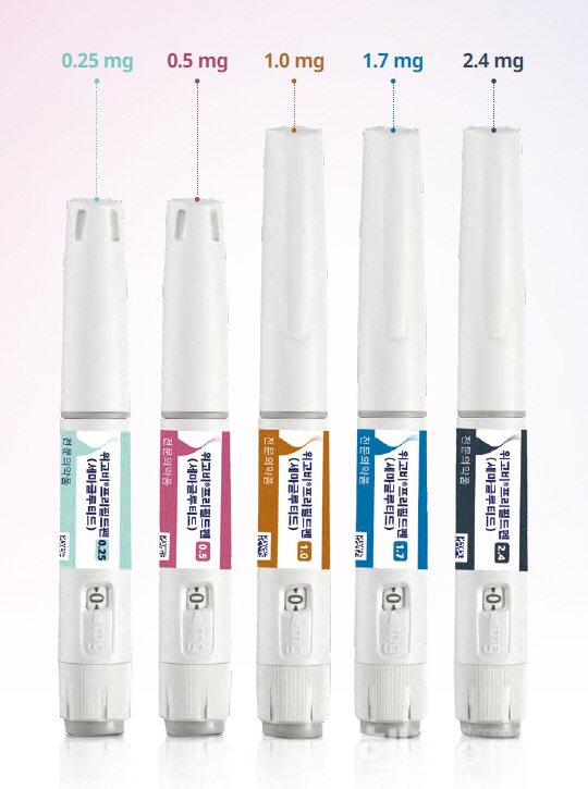 노보 노디스크의 비만치료제 ‘위고비 프리필드펜 0.25, 0.5, 1.0, 1.7, 2.4mg(세마글루티드)’ 제품 (한국 노보 노디스크 제공)