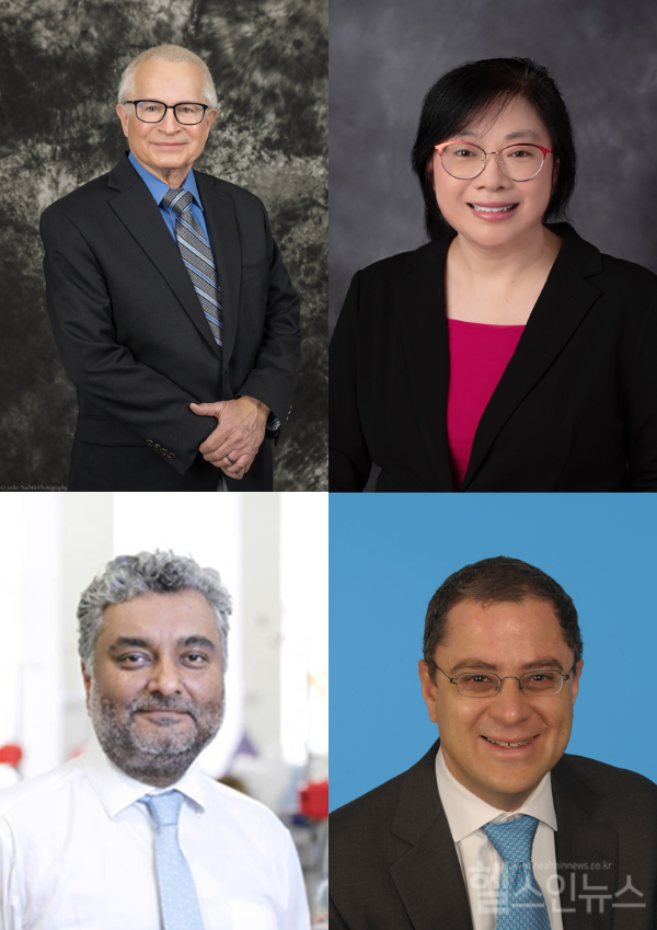(왼쪽부터) Daniel D. Von Hoff (Translational Genomics Research Institute, USA), Linghua Wang (MD Anderson Cancer Center, USA), Sanjay Popat (The Royal Marsden Hospital, UK), Ghassan K. Abou-Alfa (Memorial Sloan Kettering Cancer Center, USA) (대한종양내과학회 제공)