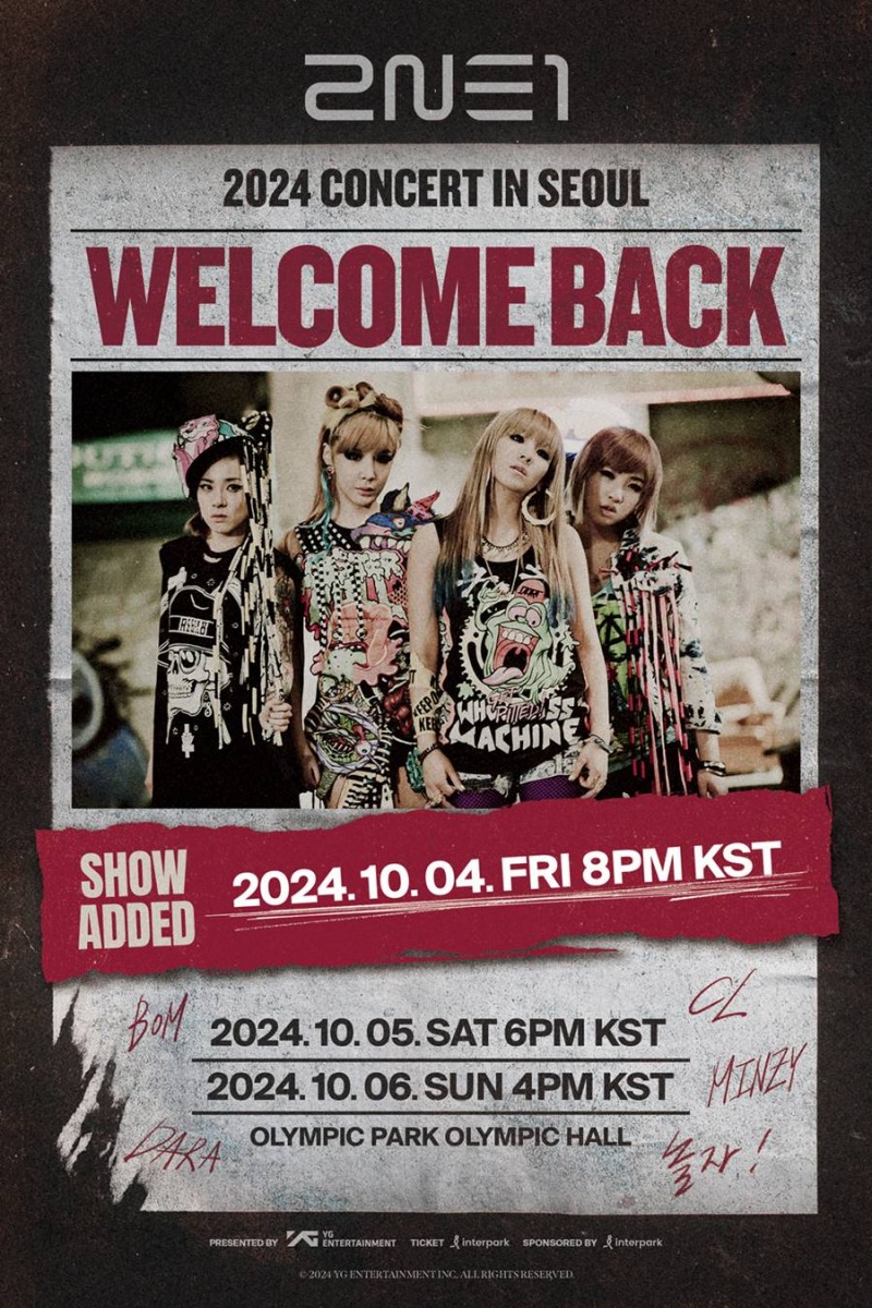 2NE1, 데뷔 15주년 기념 서울 콘서트 시야제한석 추가 오픈…내달 3일 예매 진행