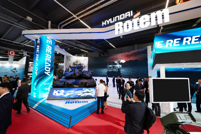 현대로템의 MSPO 전시회 부스 전경. / 사진=현대로템 제공