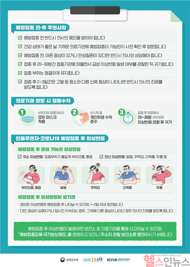 코로나 예방접종 안내문 (질병관리청 제공)