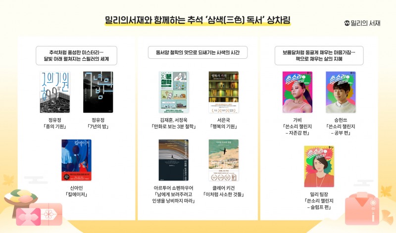'삼색(三色)’ 독서 상차림, 이번 추석은 밀리의서재가 책(冊)임 질게요!