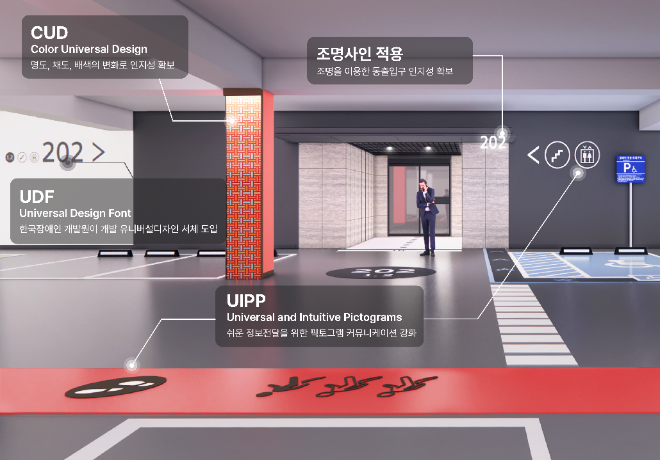 유니버설 디자인 웨이파인딩 시스템 적용 이미지. ⓒ 현대건설