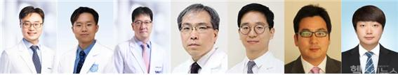 (사진 왼쪽부터) 서울대병원 공현중 교수, 분당서울대병원 김정훈 교수, 서울대병원 김현직 교수, 동국대일산병원 박석원·김진엽 교수, DGIST 황재윤 교수, 전북대 이경수 교수 (서울대병원 제공)