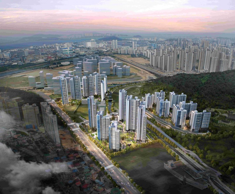 래미안 송도역 센트리폴 전체 조감도