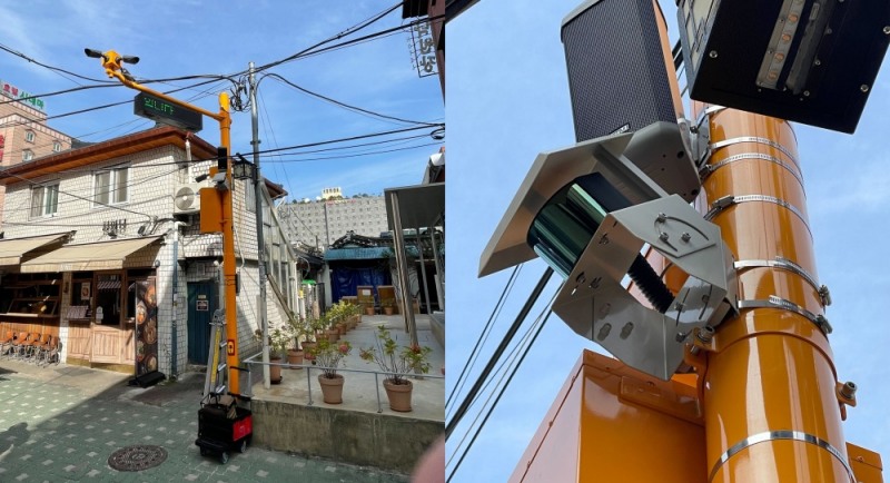 뷰런테크놀로지 ‘스마트 인프라 라이다 솔루션’ 종로구 익선동 설치 현장 사진 (사진제공=뷰런)