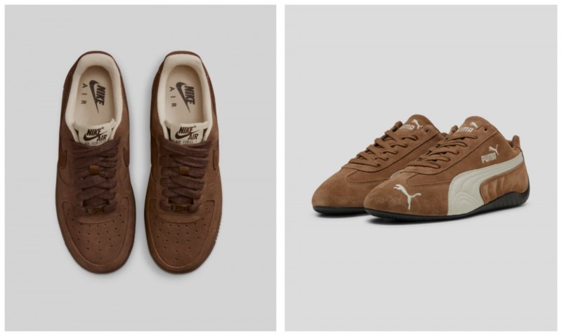 나이키 에어 포스 카카오와 푸마 스피드캣 아카이브 오트밀크 제품 (무신사 제공)