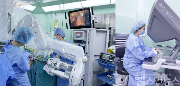 임영아 한림대학교동탄성심병원 외과 교수가 다빈치Xi와 다빈치SP를 이용해 유방암과 갑상선암 수술을 시행하고 있다. (한림대학교동탄성심병원 제공)