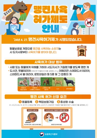 맹견사육허가제 안내 포스터 (농림축산식품부 제공)