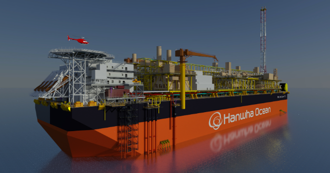 한화오션이 개발한 표준 FPSO 조감도. ⓒ 한화오션