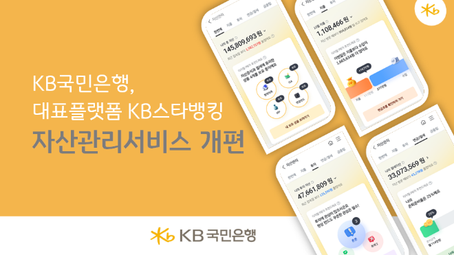 KB국민은행(은행장 이재근)은 KB스타뱅킹의 자산관리 서비스를 누구나 쉽고 간편하게 이용할 수 있도록 개편한다고 밝혔다. ⓒ KB국민은행