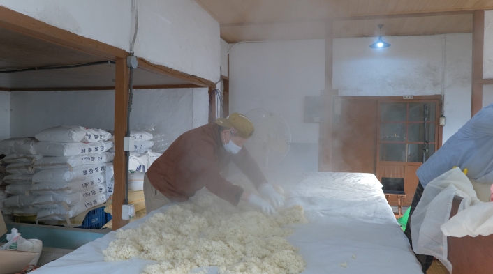 막걸리 빚기-고두밥 찌기(괴산 목도 양조장)