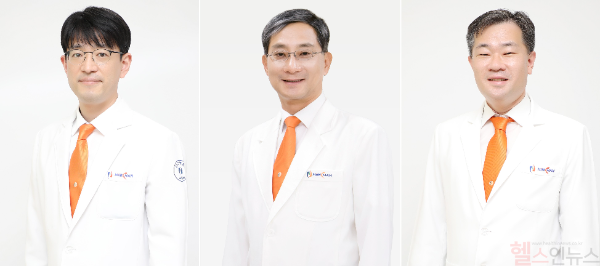 마코로봇수술을 보완하는 수술기구를 연구한 논문을 발표한 힘찬병원 정형외과팀. (왼쪽부터) 정형외과 전문의 백지훈 원장, 이수찬 대표원장, 남창현 원장 (힘찬병원 제공)