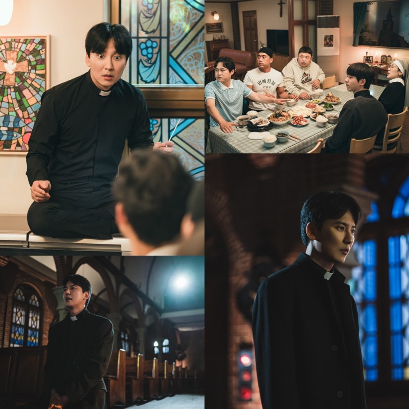 ‘열혈사제2’ 김남길, 홀리한 식사 시간 중 급발진X단체 경악…출격 준비 예고 현장