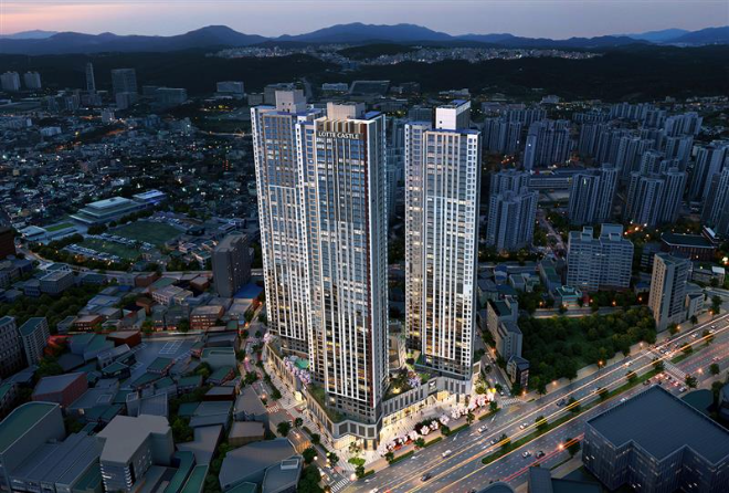 지하 5층~지상 49층, 3개동, 전용면적 84~105㎡, 634세대 규모. ⓒ 롯데건설