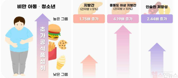 초가공식품 섭취 수준에 따른 대사이상 유병 위험 (질병관리청 제공)