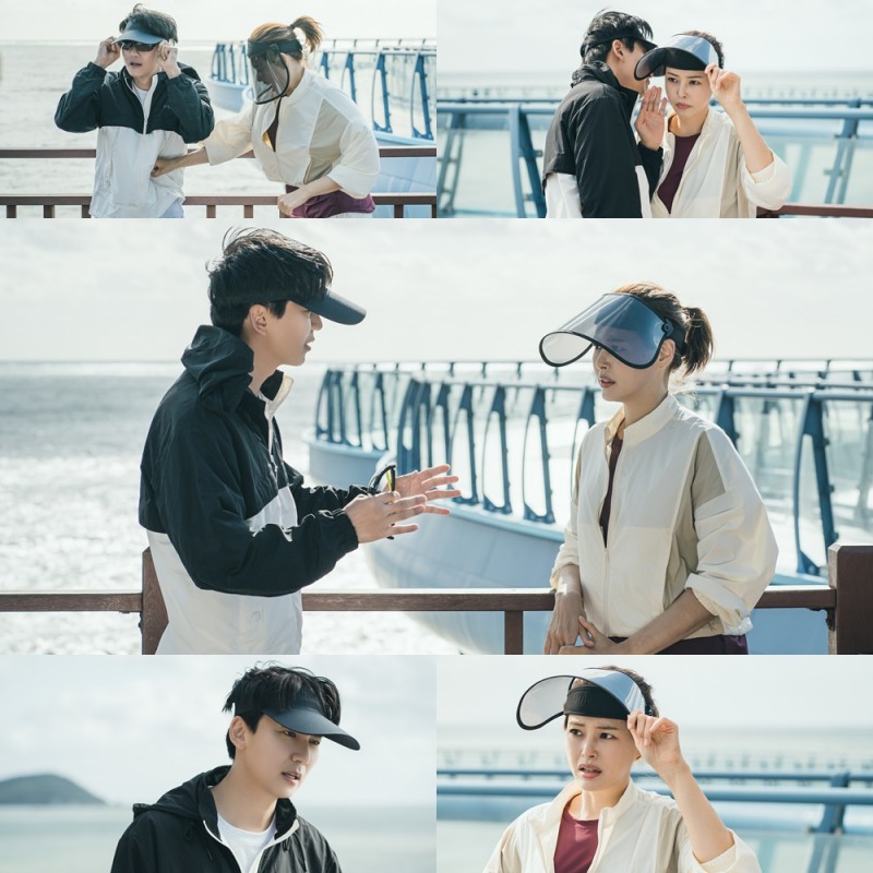 “드디어 만났다” 김남길X이하늬, 낚시꾼 & 선캡 아낙 변신 은밀한 접선 현장 공개(‘열혈사제2’)