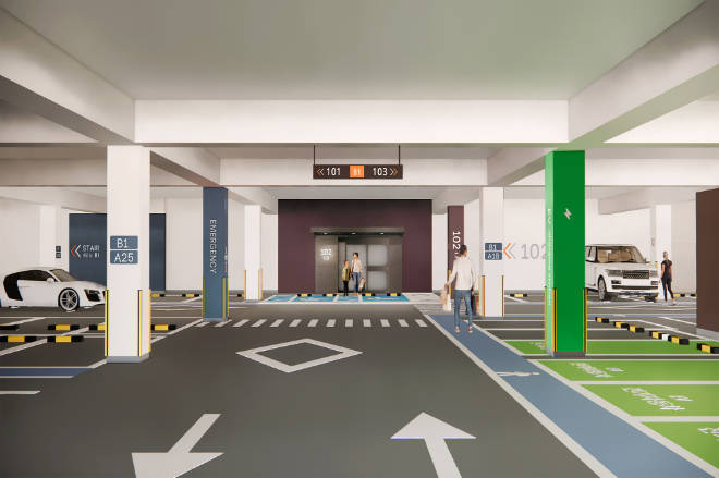 호반건설 브랜드 아파트 지하 주차장 색채 가이드 이미지. ⓒ 호반건설