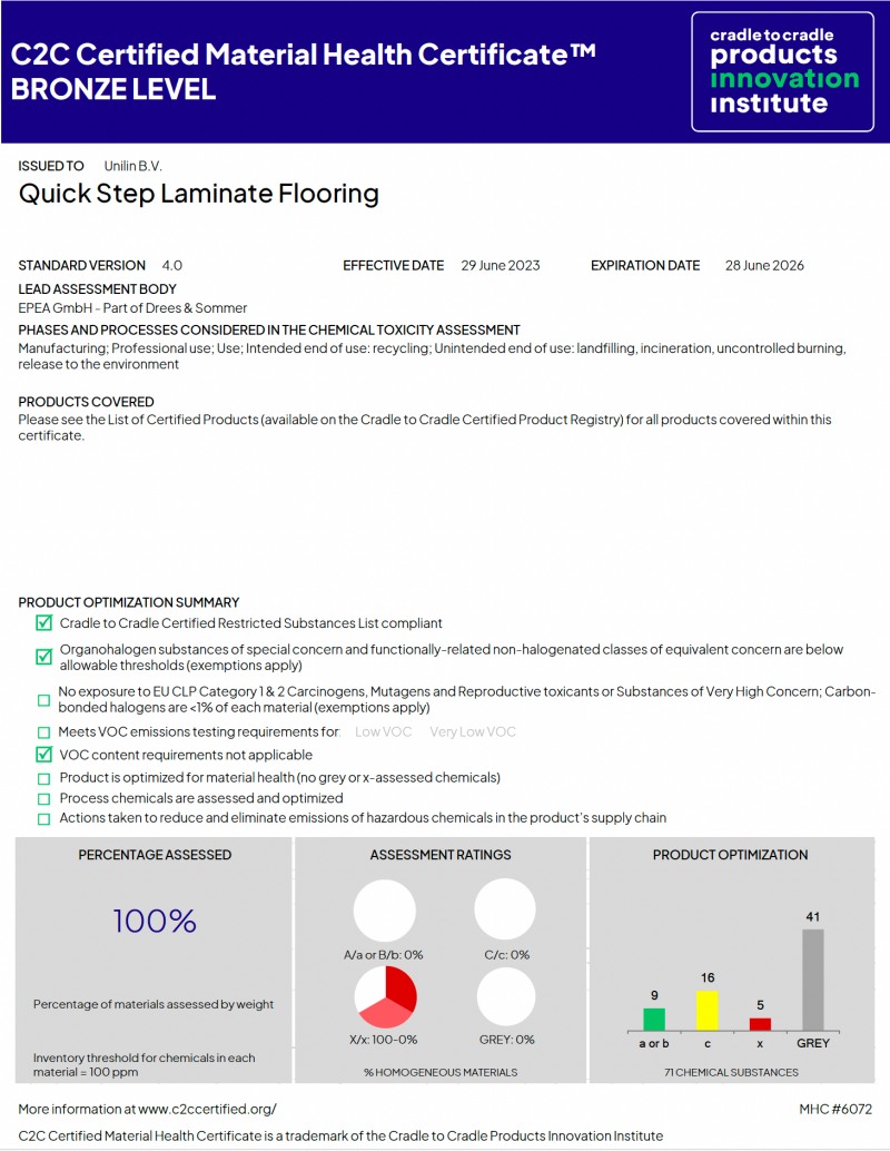 크래들 투 크래들(Cradle to Cradle Certified®) 인증서