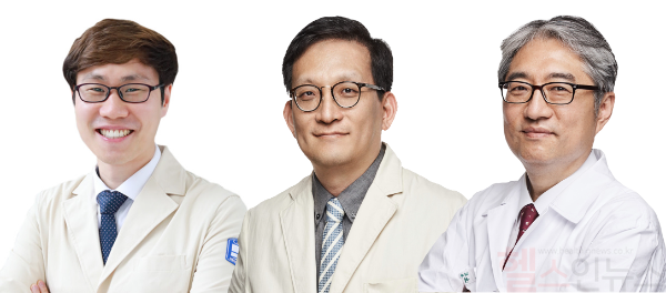 (왼쪽부터) 이래석, 이동건 서울성모병원 감염내과 교수, 조석구 서울성모병원 혈액내과 교수 (서울성모병원 제공)