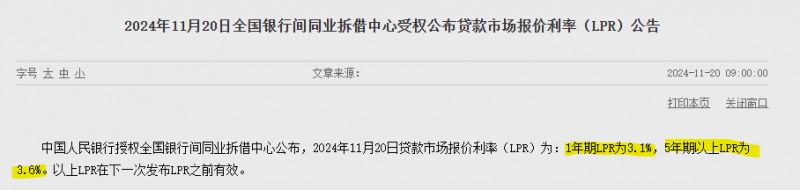 (상보) 중국, 기준금리격 1년물 LPR 3.10% 유지, 예상 부합...5년물도 3.60% 동결