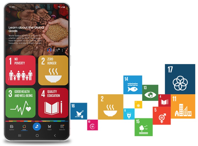 삼성전자의 삼성 글로벌 골즈(Samsung Global Goals)앱 이미지. ⓒ삼성전자