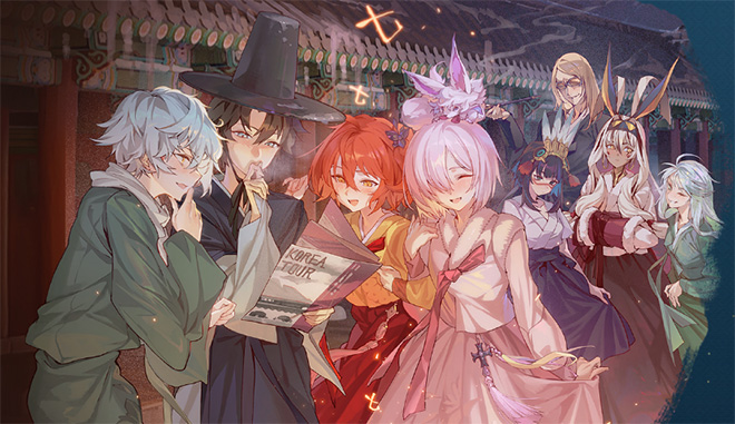 한복을 입은 '페이트/그랜드 오더' 등장 서번트들. 자료 출처 : 페이트/그랜드 오더 홈페이지.