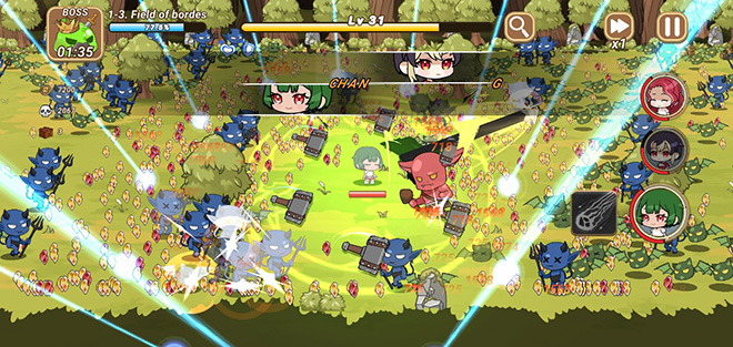 '태그태그 서바이벌' 인게임 화면. 교대 시스템이 가장 큰 특징이다. 자료 제공 : 엠앤엠소프트