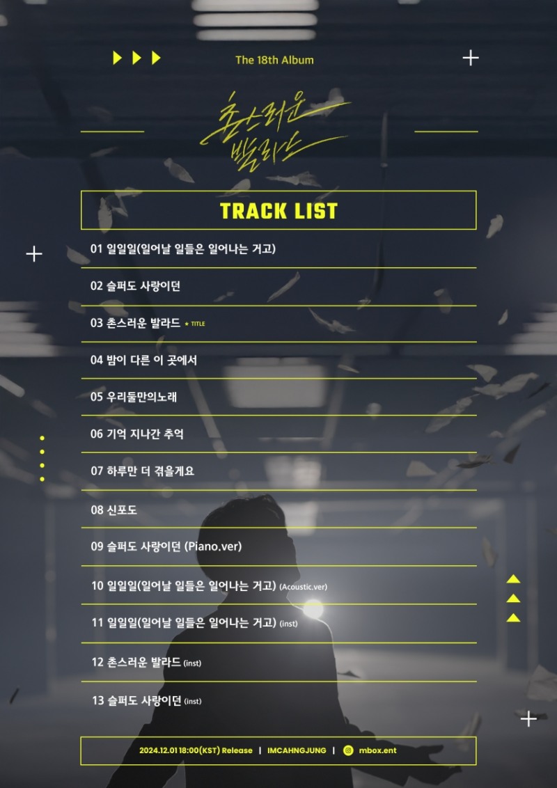 임창정, 정규 18집 ‘일어날 일들은 일어나는 거고’ 트랙리스트 공개…30년 음악 경력 집약