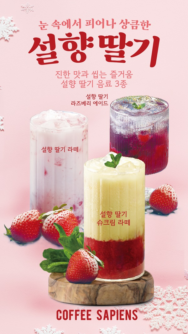 커피사피엔스 12월 ‘설향 딸기 3종’ 신메뉴 출시