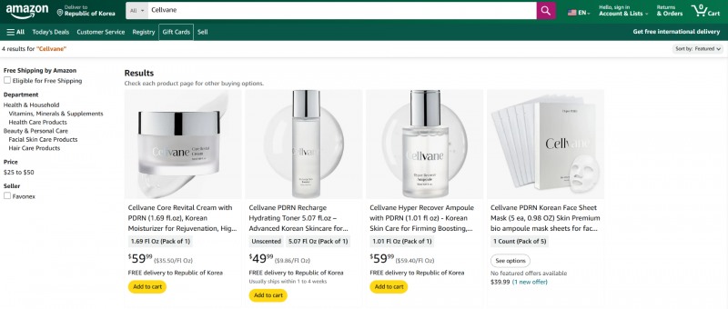 제론셀베인, ‘셀베인 코스메틱’ 미국 아마존 입점