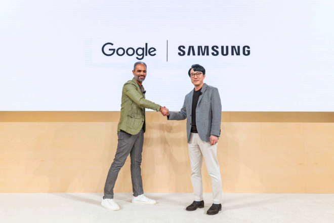 12일(현지시간) 미국 뉴욕 구글 캠퍼스에서 진행된 'XR 언락(XR Unlocked)' 행사에서 소개된 XR 기기 '프로젝트 무한(無限)' 관련 이미지. ⓒ삼성전자