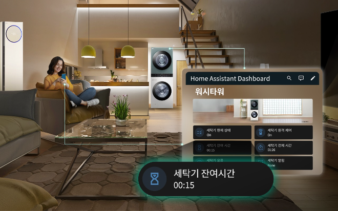 LG전자는 스마트홈 플랫폼 LG 씽큐의 ‘애플리케이션 프로그래밍 인터페이스(이하 API)’를 전면 개방해 LG전자 제품으로 손쉽게 스마트한 공간을 구현할 수 있도록 지원한다고 17일 밝혔다. 사진은 LG 씽큐의 API를 활용해 구현한 스마트홈 연출 이미지. (사진 = LG전자 제공)