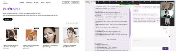 △특허등록 된 퍼플홀스의 사이버 안테나샵(좌), AI 기반의 고객 심층 인터뷰(우)