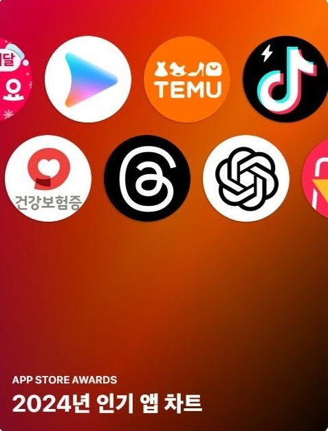 애플 앱스토어 ‘2024년 인기 앱 차트’