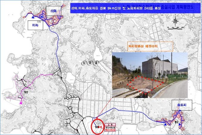 노화 공공하수처리장 증설 사업 평면도. ⓒ 완도군