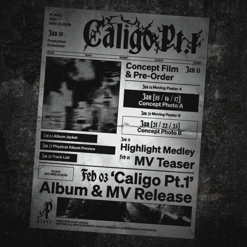 플레이브, 내달 3일 컴백…미니앨범 'Caligo Pt.1' 스케줄러 공개