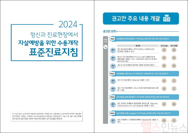 정신과 진료현장에서 자살예방을 위한 수용개작 표준진료지침 (서울대병원 제공)