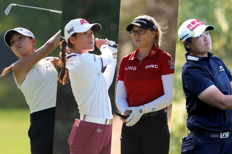 Hanwha LIFEPLUS 인터내셔널 크라운 최초의 월드팀 출전 예상 선수 (사진 좌측부터) 뉴질랜드의 리디아 고, 프랑스의 셀린 부티에, 캐나다의 브룩 헨더슨, 대만의 페이윤 치엔. LPGA 제공