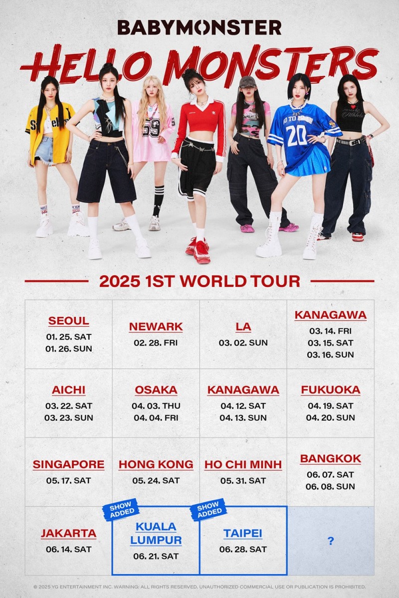 베이비몬스터, 첫 월드투어 규모 거듭 확장…亞 공연 또 추가