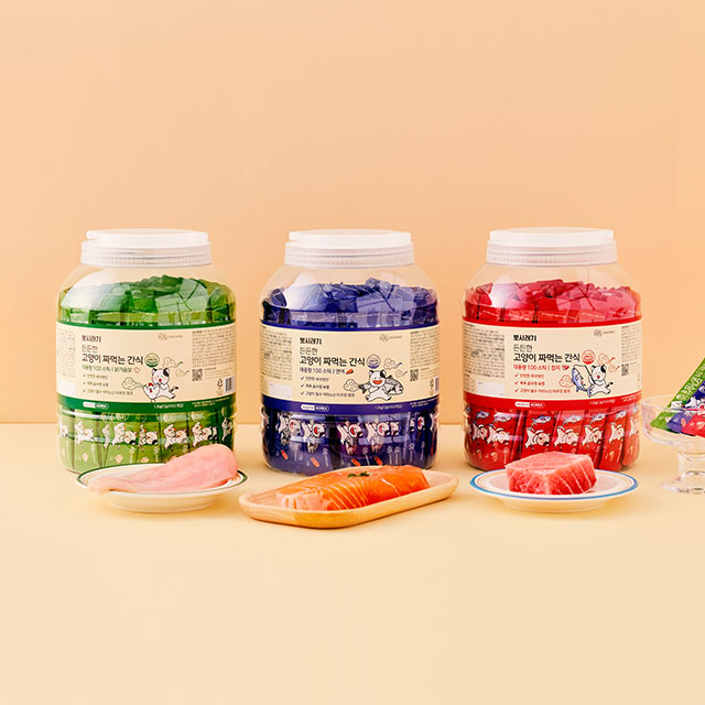 뽀시래기, ‘든든한 고양이 짜먹는 간식’ 대용량 100개입 3종 선보여