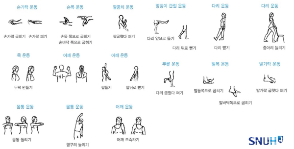 Flexibility exercises help rheumatoid arthritis patients maintain joint mobility and reduce stiffness. (Photo courtesy of Seoul National University Hospital)