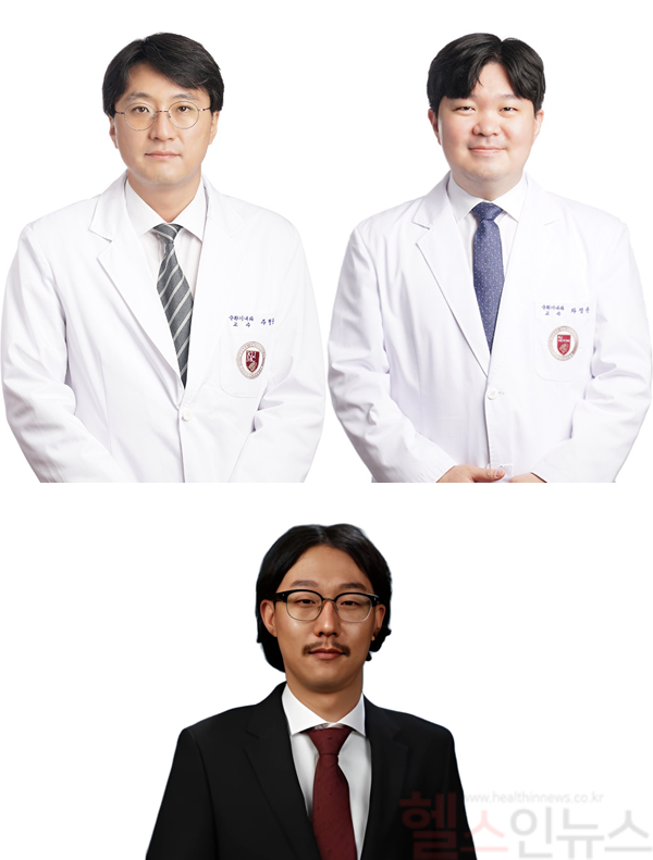 (왼쪽부터) 주형준·차정준 고대안암병원 순환기내과 교수 (아래 쪽) 문호세 의료정보학교실 박사과정 (고려대학교 안암병원 제공)