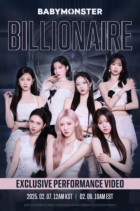 베이비몬스터, 'BILLIONAIRE' 포스터 추가 공개…화이트 플라멩코 의상에 고혹적 비주얼